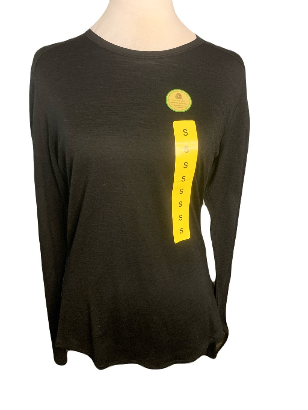 NEW Seg’ments Black Small Long-Sleeve Crewneck Merino Wool Base Layer Shirt